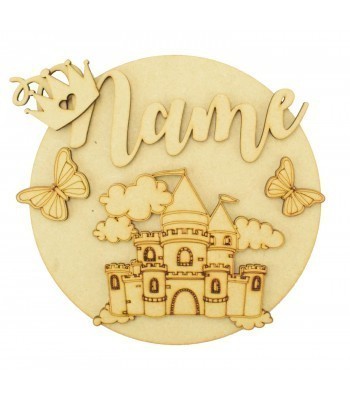 Laser Cut Personalised 3D Basic Circle Plaque - Princess Themed